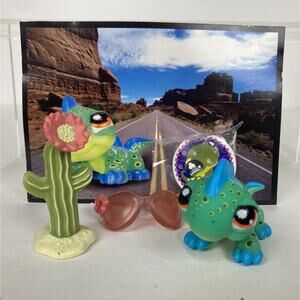 Littlest Pet Shop LPS #906 Iguana Postcard Pet Cactus Sunglass Card Accessories